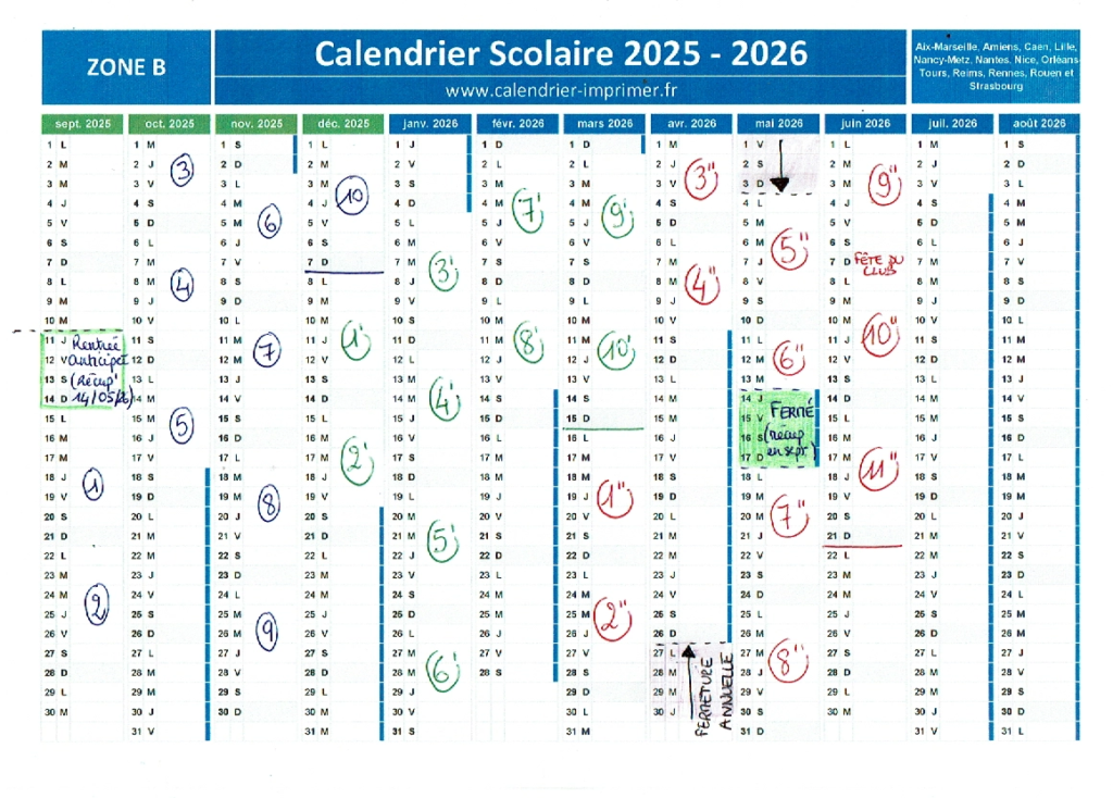 calendrier 2025-2026